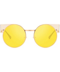 Rectangular Unisex Vintage Round Metal Frame Tinted Lenses Sunglasses UV400 - Gold Yellow - CQ18NH4GQ4K $9.82