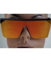 Aviator Fashion Oversize Siamese Lens Sunglasses Women Men Succinct Style UV400 - Black/Orange Mirror - CW196MS0UTT $21.04