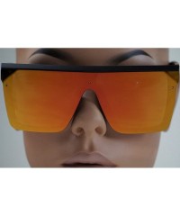 Aviator Fashion Oversize Siamese Lens Sunglasses Women Men Succinct Style UV400 - Black/Orange Mirror - CW196MS0UTT $11.22