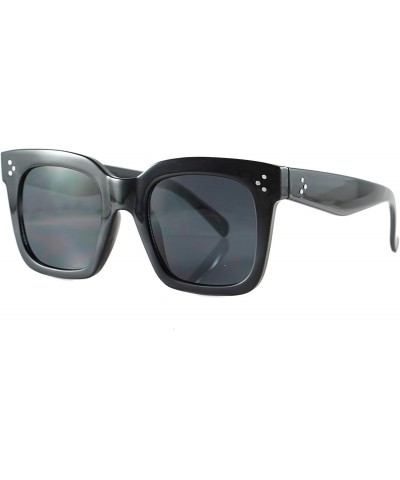 Oversized Oversize Celebrity Style Bold Square Two Tone Frame Sunglasses A266 - Black Glossy Matte - CQ18OA9UC7W $19.71