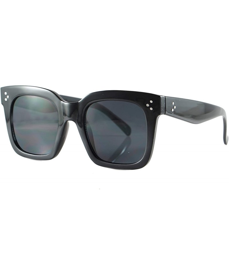 Oversized Oversize Celebrity Style Bold Square Two Tone Frame Sunglasses A266 - Black Glossy Matte - CQ18OA9UC7W $12.25