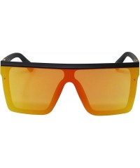 Aviator Fashion Oversize Siamese Lens Sunglasses Women Men Succinct Style UV400 - Black/Orange Mirror - CW196MS0UTT $11.22