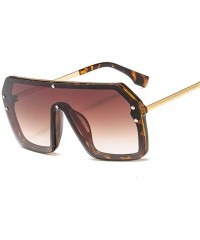 Oversized Unisex Square Sunglasses Women Sun Glasses Ladies Oversized Big Frame Eyewear Black Brown UV400 - CC199925GCM $10.77