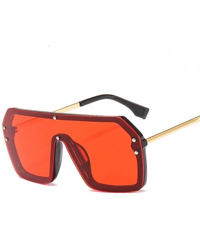 Oversized Unisex Square Sunglasses Women Sun Glasses Ladies Oversized Big Frame Eyewear Black Brown UV400 - CC199925GCM $10.77