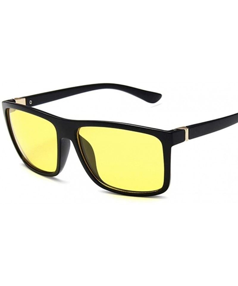 Square Black Square Sunglasses Men Women Mirror Lady Glasses UV400 Driving Sun Glasses Male Eyewear - Black Yellow - CY198XHN...