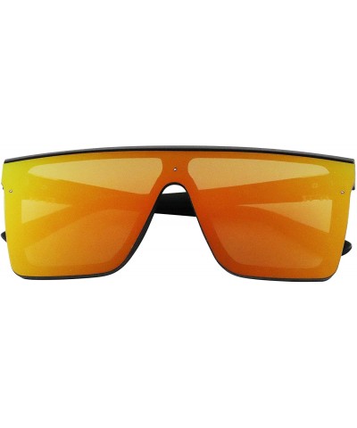 Aviator Fashion Oversize Siamese Lens Sunglasses Women Men Succinct Style UV400 - Black/Orange Mirror - CW196MS0UTT $11.22