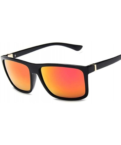 Square Black Square Sunglasses Men Women Mirror Lady Glasses UV400 Driving Sun Glasses Male Eyewear - Black Yellow - CY198XHN...
