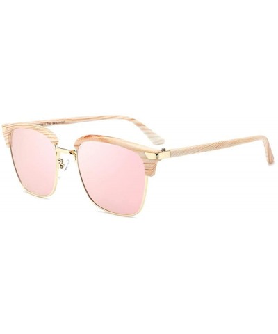 Rectangular Boxed wooden pattern Polarized Sunglasses driving glasses fashion classic - C2 Wood Frame Powder - C218W55SA3E $3...