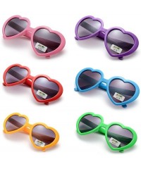Round 6 Pack Neon Colors Heart Shape Sunglasses Party Favor Supplies - 6 Pack Color - CD18CGO70XR $11.34