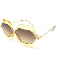 Oversized Smooch Kiss Bold Sexy Lips Oversized Sunglasses - Gold & Beige Crystal Lips - CH18YALYXL6 $10.89