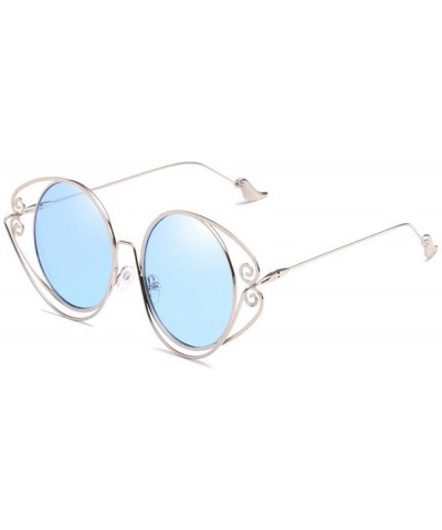 Round New personality round frame irregular metal legs trend sunglasses women - Blue - C918GS4UKA8 $14.32