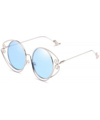 Round New personality round frame irregular metal legs trend sunglasses women - Blue - C918GS4UKA8 $14.32