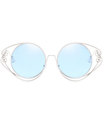 Round New personality round frame irregular metal legs trend sunglasses women - Blue - C918GS4UKA8 $14.32