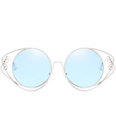 Round New personality round frame irregular metal legs trend sunglasses women - Blue - C918GS4UKA8 $14.32