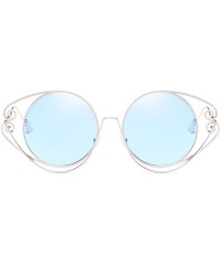 Round New personality round frame irregular metal legs trend sunglasses women - Blue - C918GS4UKA8 $14.32