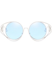 Round New personality round frame irregular metal legs trend sunglasses women - Blue - C918GS4UKA8 $14.32