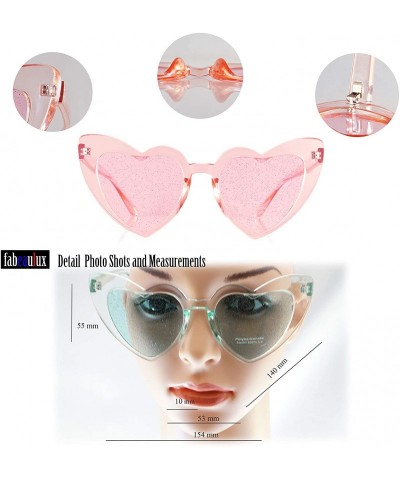 Cat Eye Party Glitter Pop-Color Tinted Lens Heart Cat-Eye Sunglasses A249 - Green - CD18M5HKL89 $12.99