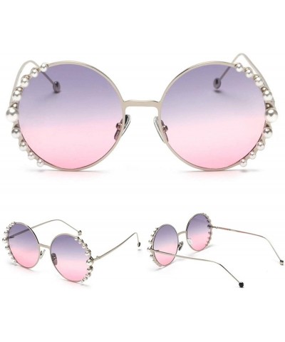 Sport 2019 Pearl Sunglasses Women Alloy Fe Round Sun Glasses Female Luxury Brand Black Pink Metal Shades - 3 - C818W784OCY $1...