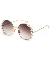 Sport 2019 Pearl Sunglasses Women Alloy Fe Round Sun Glasses Female Luxury Brand Black Pink Metal Shades - 3 - C818W784OCY $1...