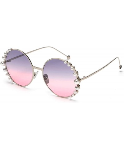 Sport 2019 Pearl Sunglasses Women Alloy Fe Round Sun Glasses Female Luxury Brand Black Pink Metal Shades - 3 - C818W784OCY $1...