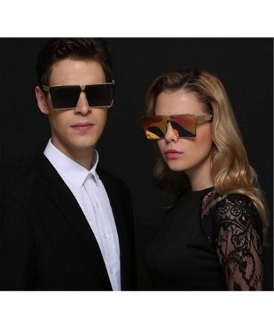 Oversized Womens Vintage Square Oversized Polarized Sunglasses - Black - CH19608W0H8 $17.82