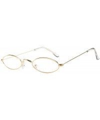 Sport Fashion Mens Womens Retro Small Oval Sunglasses Metal Frame Shades Eyewear - B - CA1954QDMSU $8.63