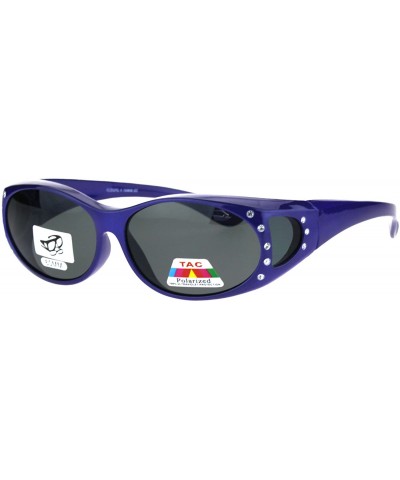 Oval Polarized Womens Rhinestone Pearl Oval Round 60mm OTG Fit Over Sunglasses - Purple - C6185G5M7EU $15.27