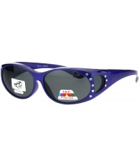 Oval Polarized Womens Rhinestone Pearl Oval Round 60mm OTG Fit Over Sunglasses - Purple - C6185G5M7EU $23.68