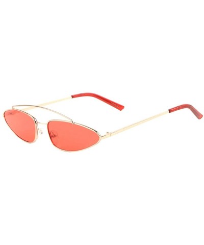 Oval Semi Oval Curved Top Bar Color Fashion Sunglasses - Red - C8198D9C0WQ $11.79
