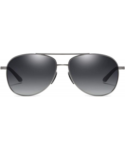 Aviator Large Metal Aviator Sunglasses 62mm- Polarized- 100% UV Protection - Gunmetal Frame / Grey Gradient Lens - C918T5DH2Y...
