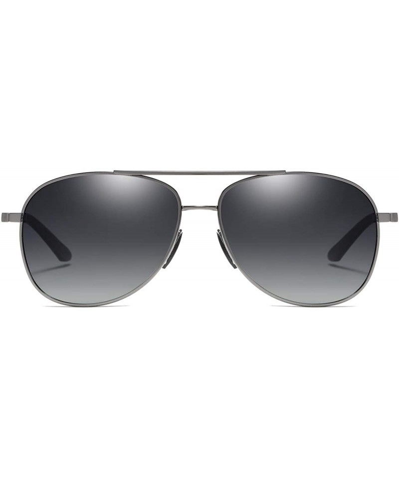 Aviator Large Metal Aviator Sunglasses 62mm- Polarized- 100% UV Protection - Gunmetal Frame / Grey Gradient Lens - C918T5DH2Y...
