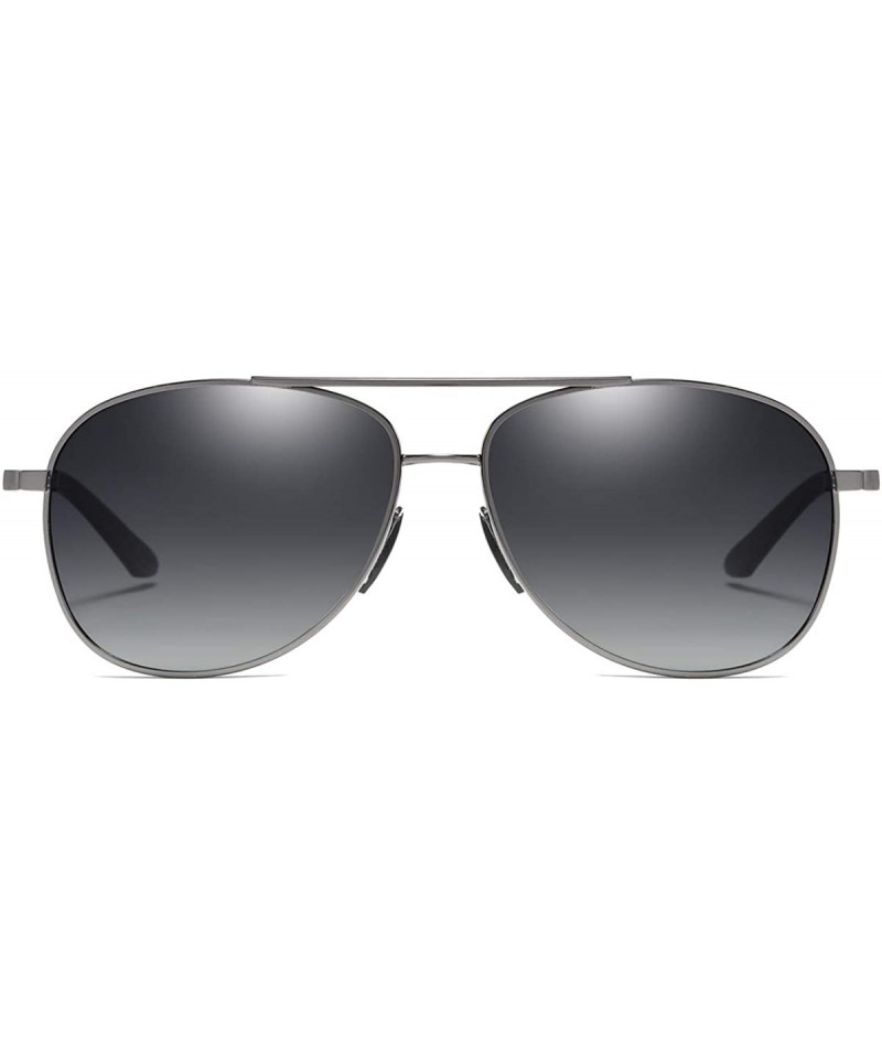 Aviator Large Metal Aviator Sunglasses 62mm- Polarized- 100% UV Protection - Gunmetal Frame / Grey Gradient Lens - C918T5DH2Y...