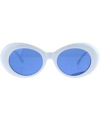 Oval Color Lens Retro Mod Oval Round Minimal White Frame Sunglasses - Blue - C51853QAC6O $18.09