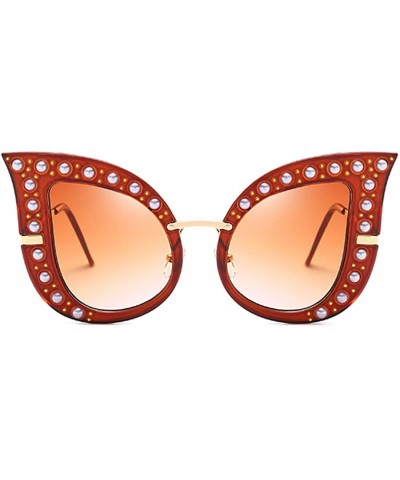 Oversized Oversize Fashion Pearl Butterfly Frame Sunglasses for Women UV400 Protection - CM18DQQDQE3 $26.03