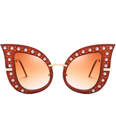 Oversized Oversize Fashion Pearl Butterfly Frame Sunglasses for Women UV400 Protection - CM18DQQDQE3 $25.67