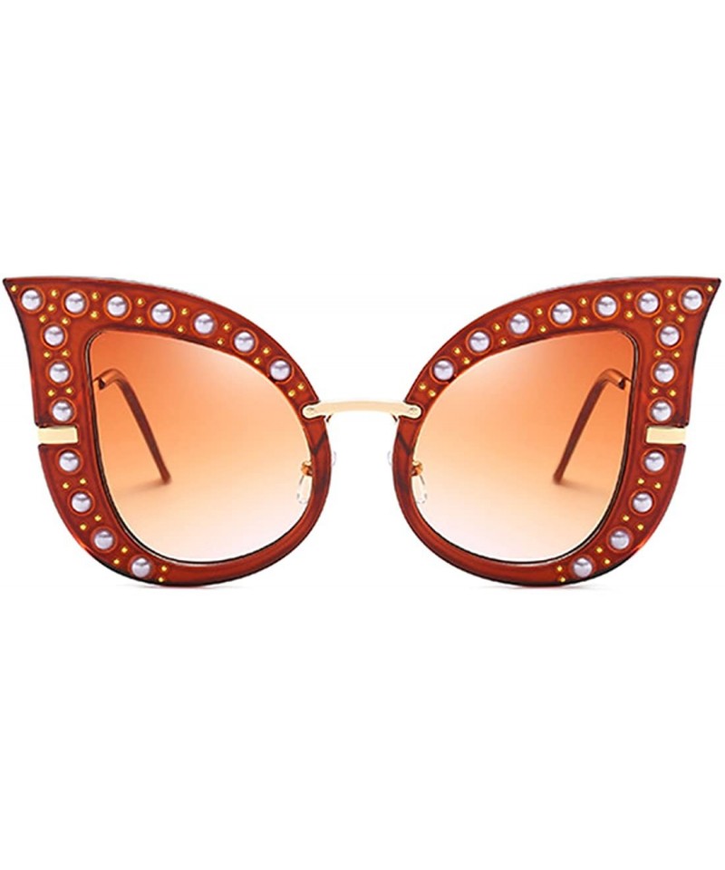 Oversized Oversize Fashion Pearl Butterfly Frame Sunglasses for Women UV400 Protection - CM18DQQDQE3 $15.12