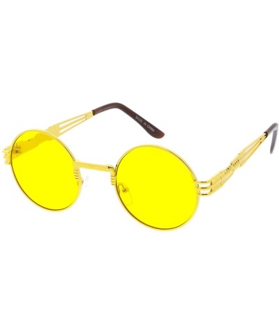 Round Heritage Modern"Steampunk 2.0" Wired Frame Sunglasses - Yellow - CD18GY549SX $11.55