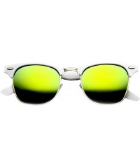 Semi-rimless Half Frame Semi-Rimless Horn Rimmed Sunglasses - Flash Mirror - White / Sun - CO11V7FTB63 $12.64
