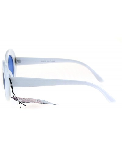 Oval Color Lens Retro Mod Oval Round Minimal White Frame Sunglasses - Blue - C51853QAC6O $18.34
