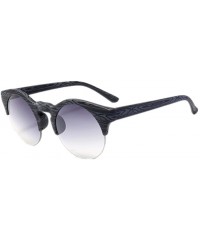 Semi-rimless Women Round Vintage Semi-rimless Retro Sunglasses Glasses - Grey - CL17AZNO6ZS $17.99