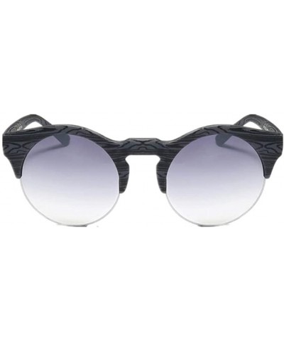 Semi-rimless Women Round Vintage Semi-rimless Retro Sunglasses Glasses - Grey - CL17AZNO6ZS $17.99
