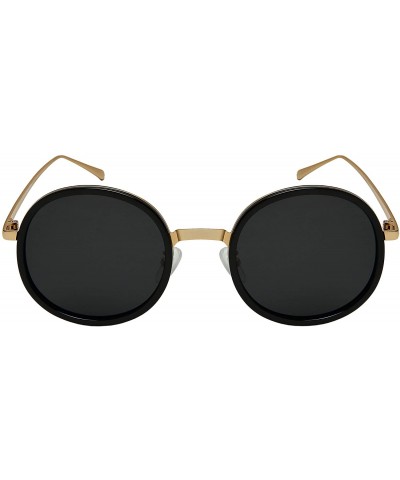 Round Polarized Sunglasses Driving Protection 53116 P1 1 - Gold Frame/Dark Grey Polairzed Lens - C6194QOD4UY $22.55