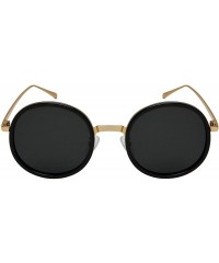 Round Polarized Sunglasses Driving Protection 53116 P1 1 - Gold Frame/Dark Grey Polairzed Lens - C6194QOD4UY $22.55