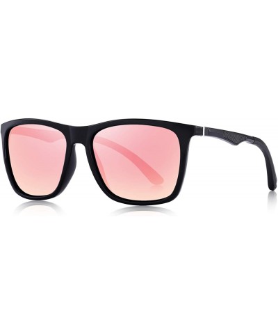 Rectangular Polarized Sunglasses for Men Aluminum Mens Sunglasses- Driving Rectangular Sun Glasses For Men/Women - Pink - C01...