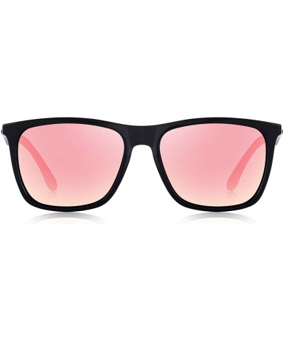 Rectangular Polarized Sunglasses for Men Aluminum Mens Sunglasses- Driving Rectangular Sun Glasses For Men/Women - Pink - C01...