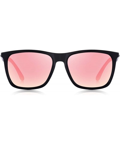 Rectangular Polarized Sunglasses for Men Aluminum Mens Sunglasses- Driving Rectangular Sun Glasses For Men/Women - Pink - C01...