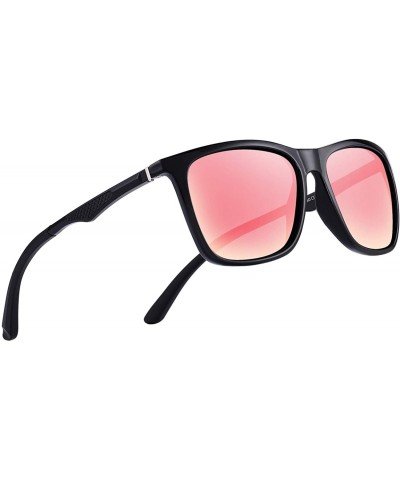 Rectangular Polarized Sunglasses for Men Aluminum Mens Sunglasses- Driving Rectangular Sun Glasses For Men/Women - Pink - C01...