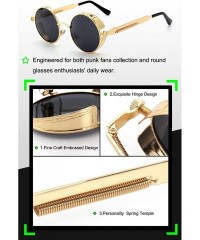 Round Retro Round Circle Steampunk Sunglasses Polarized Metal Alloy for Women Men MTS2 - A Gold Frame/Grey Lens - C617YIYZ2UK...