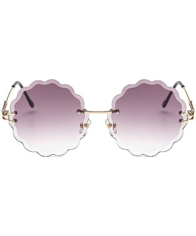 Round Fashion Vintage Rimless Round Flower Shaped Sunglasses Women Girls Summer Stylish UV400 - Grey - CM18DXT7UKD $12.21