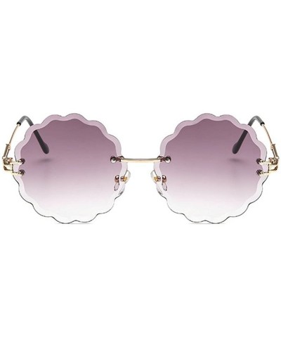 Round Fashion Vintage Rimless Round Flower Shaped Sunglasses Women Girls Summer Stylish UV400 - Grey - CM18DXT7UKD $12.21